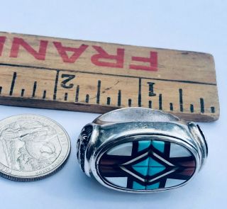 Vintage Native American Ring Inlay Zuni Huge 50 Gs Dead Pawn