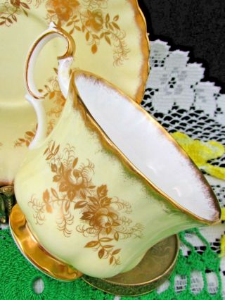 ROYAL ALBERT VINTAGE SERIES GOLD GILT ROSES YELLOW TEA CUP AND SAUCER 3