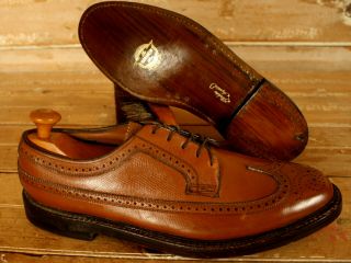 Nos Vtg Florsheim Imperial V - Cleat 5 Nail Wingtip Sz 11 D