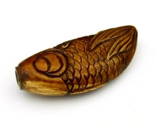 Vintage Chinese Carved Wooden Fish Snuff Bottle - Workmanship & Colour
