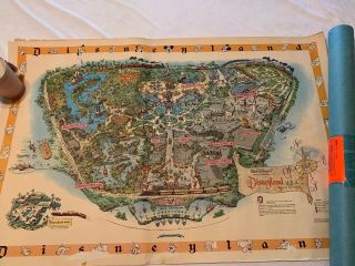 Vintage Rare 1958 Poster Size Map Of Disneyland 45”x30”