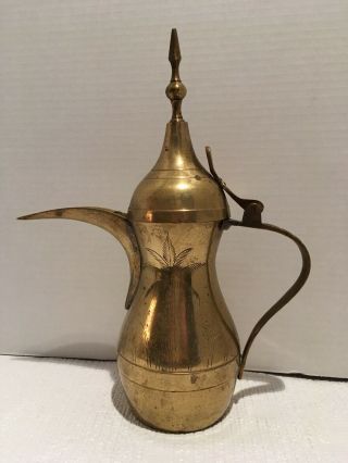 Antique Vtg Arabic Middle Eastern Turkish Brass Coffee Dallah Tea Pot 11
