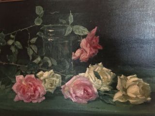 G.  Hollyer Antique Rose Oil Painting Listed Artist Appraisal and $2200.  00 2