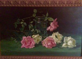 G.  Hollyer Antique Rose Oil Painting Listed Artist Appraisal and $2200.  00 3