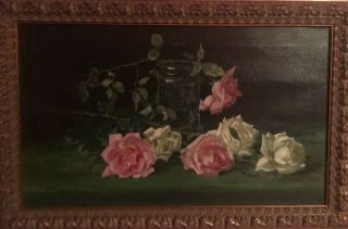 G.  Hollyer Antique Rose Oil Painting Listed Artist Appraisal and $2200.  00 7