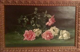 G.  Hollyer Antique Rose Oil Painting Listed Artist Appraisal and $2200.  00 8