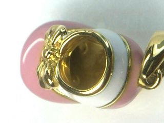 LOVELY heavy 18K yellow gold White & Pink Enamels MARY JANE SHOE.  9.  0gm. 10