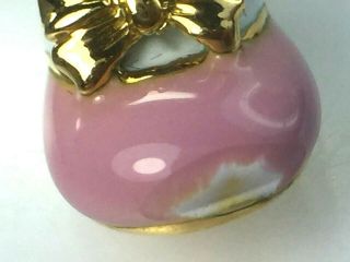 LOVELY heavy 18K yellow gold White & Pink Enamels MARY JANE SHOE.  9.  0gm. 3