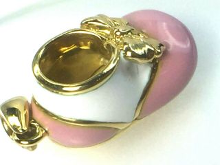 LOVELY heavy 18K yellow gold White & Pink Enamels MARY JANE SHOE.  9.  0gm. 4