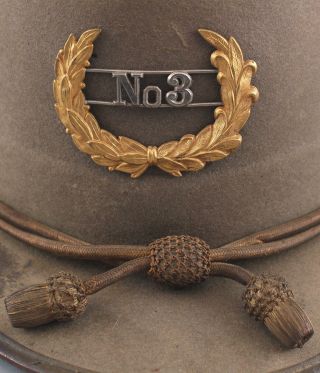Antique American Boston Police Felt Helmet Hat Badge,  Gilt Thread Acorn Hat Band 3