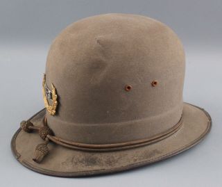 Antique American Boston Police Felt Helmet Hat Badge,  Gilt Thread Acorn Hat Band 4