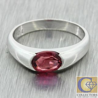 Modern 18k Solid White Gold.  50ct Oval Red Ruby 5mm Band Ring