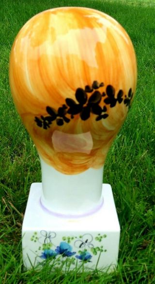 Vtg 1960 ' s Hand Painted ITALIAN Ceramic Pottery HAT STAND,  Wig - Head COOP 4