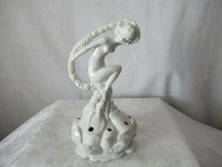 Vintage White Porcelain Dancing Lady Statue - Germany