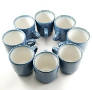 Set Of 8 Vintage Heath Ceramics Blue Coffee Mugs Cups Edith Heath Pottery 205