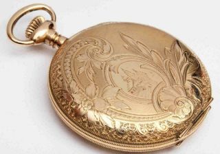 c.  1904 antique HAMILTON 16 size Hunting Case Ornate Pocket Watch - 3