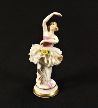 Antique Muller & Co.  German Dresden Lace Ballerina Figurine