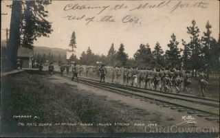 RPPC McCloud,  CA National Guard Company A during Italian strike June 1909 Vintage 2
