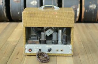 Vintage 1953 Magnatone Student combo tweed amplifier with RCA black plate tubes 3
