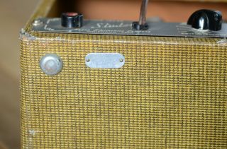 Vintage 1953 Magnatone Student combo tweed amplifier with RCA black plate tubes 7