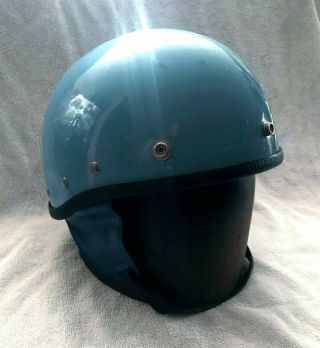 Vintage Blue Buco Bantam Half Police Type Helmet Harley Davidson Indian