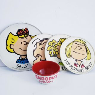 Vintage Peanuts Toy Tin Plates Snoopy 