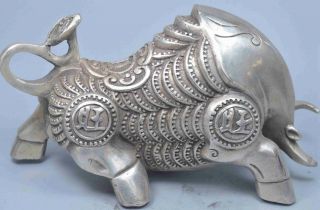 Ancient Collectable Old Miao Silver Carve Wealthy Rhinoceros Exorcism Old Statue 3