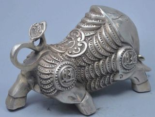 Ancient Collectable Old Miao Silver Carve Wealthy Rhinoceros Exorcism Old Statue 4
