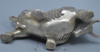 Ancient Collectable Old Miao Silver Carve Wealthy Rhinoceros Exorcism Old Statue 5