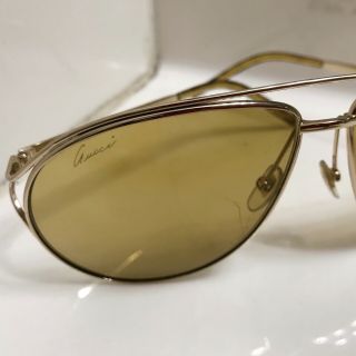 Gucci Tom Ford Gold Yellow Vintage 70’s Porn Aviators Sunglasses 62mm Barneys NY 5