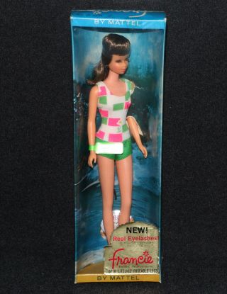 Barbie 1130 1969 Mib Barbie Bendable Leg Francie Brunette Tnt Nrfb