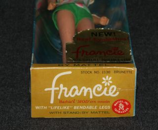 Barbie 1130 1969 MIB Barbie Bendable Leg Francie Brunette TNT NRFB 5