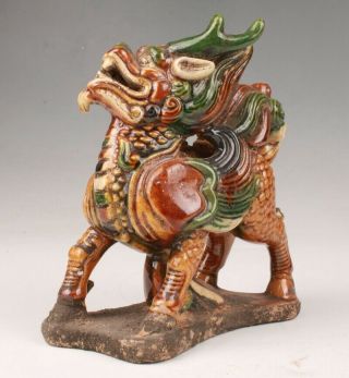 Old Ceramics Glaze Statue Kirin Model Mascot Furniture Decoration Gift Collec