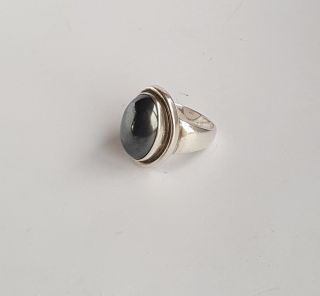 Danish Georg Jensen Silver 925s Ring With Hematite 46a By Harald Nielsen
