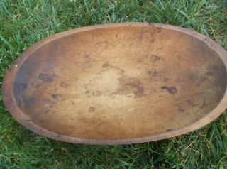 Antique Primitive Wooden Hand Carved Dough Country Bread Trencher Bowl