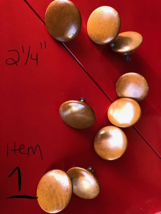 Set Of 9 Antique Wood Knobs 2 1/4” Diameter.  A