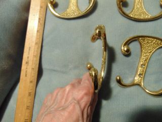Set of 6 Solid Brass Double HOOK Ornate Hall Tree Coat Hat Hanger 4