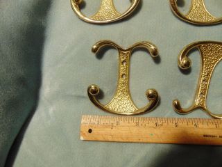 Set of 6 Solid Brass Double HOOK Ornate Hall Tree Coat Hat Hanger 5