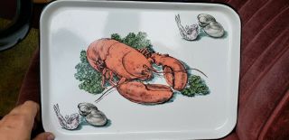 Antique Vintage Porcelain Enamel Lobster Tray Invento