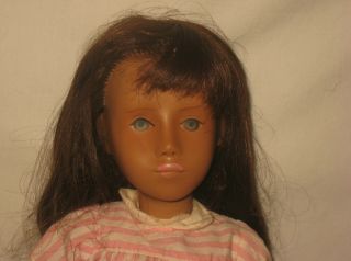 Rare Vintage Sasha Doll 16 " Brunette Hair Pink Striped Dress Mc17