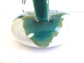 Antique Japanese Awaji glazed Pottery Arts & Crafts Green teapot w handle 6