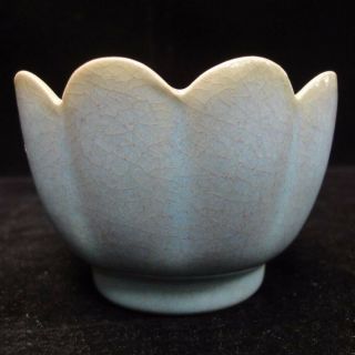 Vintage Fine Chinese " Ru " Kiln Celadon Porcelain Lotus Shape Bowl