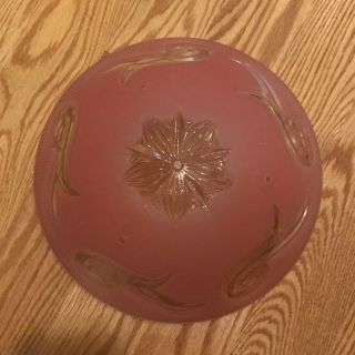 Vintage Art Deco Ceiling Light Shade Cover Glass 1930 - 40 ' s Pink with Clear Swirl 4