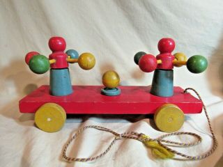 Vintage Wooden Pull Toy.  Space Age Style.  1940 