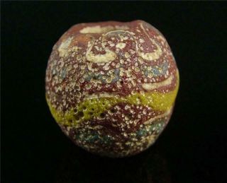 ANTIQUE OLD CHINESE ETCHED COLOURED GLAZE GLASS LOOSE BEAD PENDANT NETSUKE 2