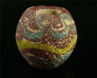 ANTIQUE OLD CHINESE ETCHED COLOURED GLAZE GLASS LOOSE BEAD PENDANT NETSUKE 3