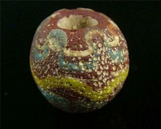 ANTIQUE OLD CHINESE ETCHED COLOURED GLAZE GLASS LOOSE BEAD PENDANT NETSUKE 4