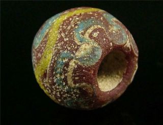 ANTIQUE OLD CHINESE ETCHED COLOURED GLAZE GLASS LOOSE BEAD PENDANT NETSUKE 5