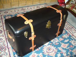 Antique Auto Touring Metal Trunk,  Late 1920 