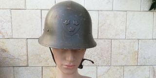 M21 Model 1921 Sweden Swedish Army Helmet With Three Crowns Pre Wwii